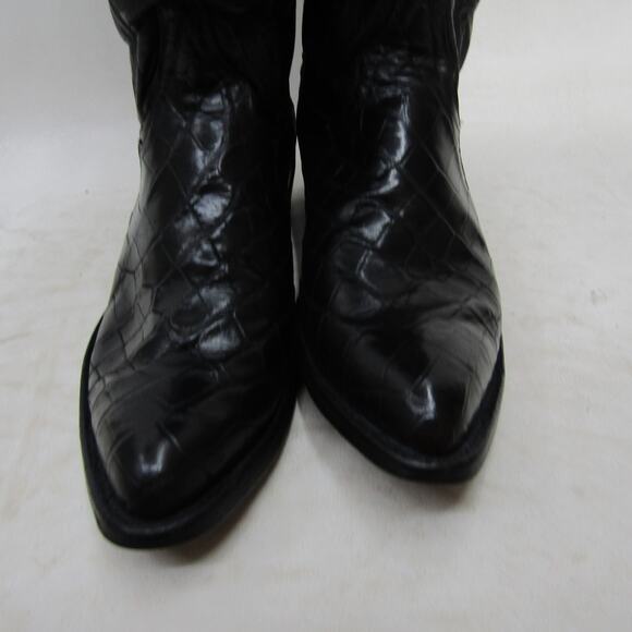 TONY LAMA Gold Label Mens Size 7 D Black Leather Alligator Belly Cowboy Boots main image 3